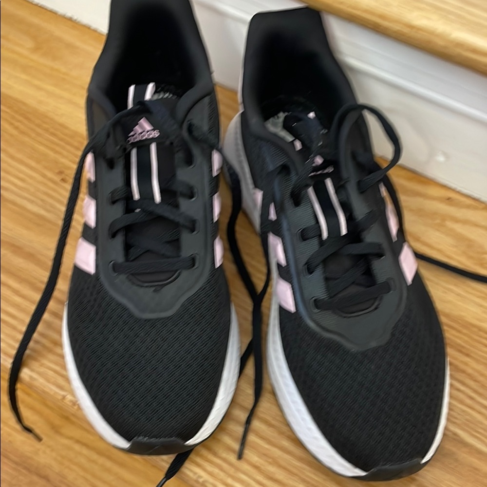 Adidas Black and Pink Athletic Shoes with Breathable Mesh